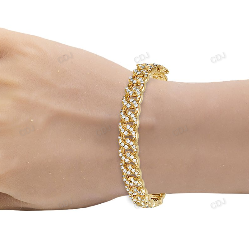 Hip Hop Style Silver Moissanite Unisex Link Bracelet