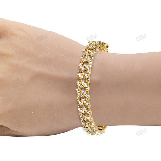 Hip Hop Style Silver Moissanite Unisex Link Bracelet