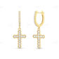 14k Gold Cross Moissanite Diamond Huggie Earrings Stud earrings CustomDiamJewel
