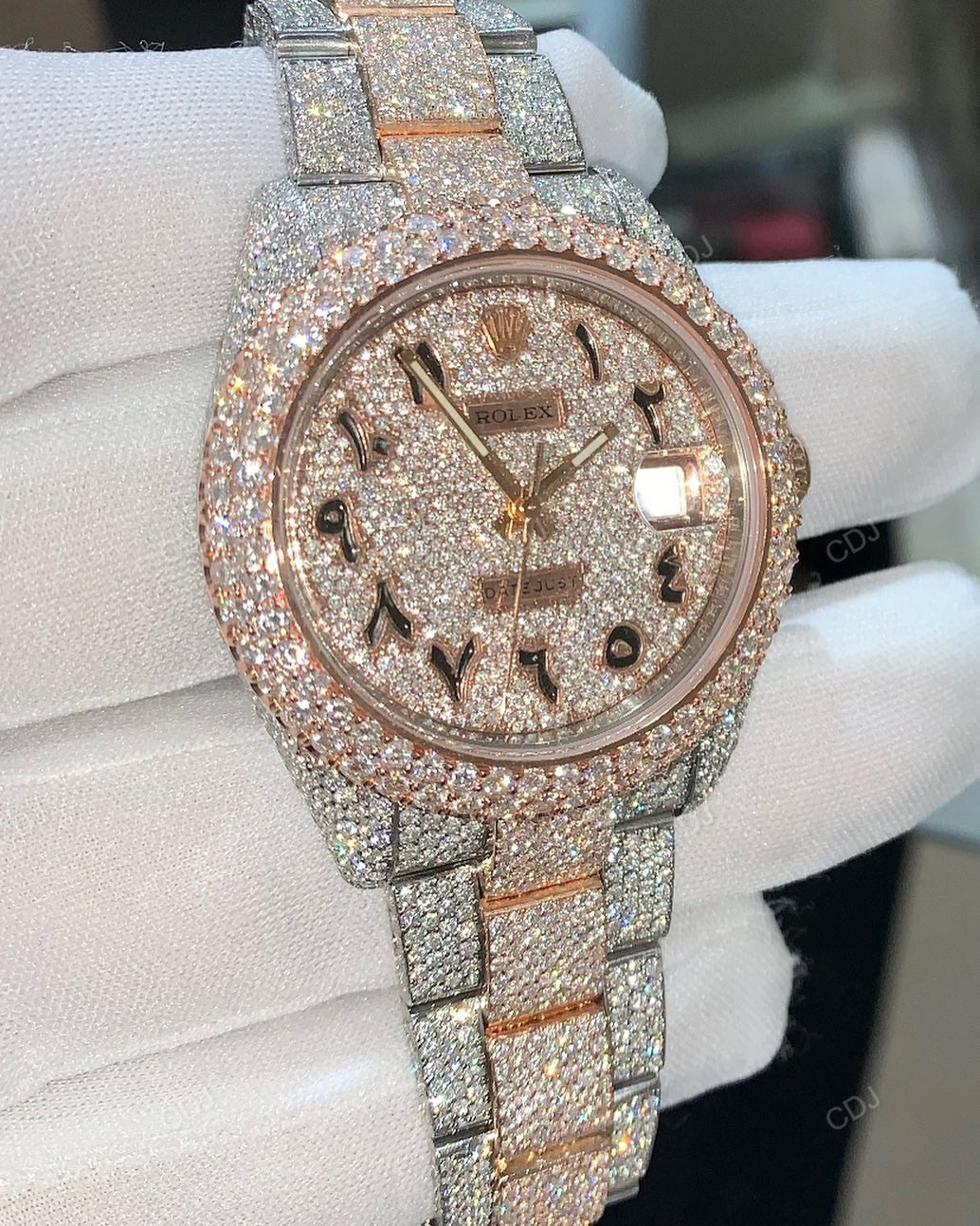 Rose White Rolex Moissanite Diamond Set Hip Hop Iced Out watch hip hop jewelry CustomDiamJewel