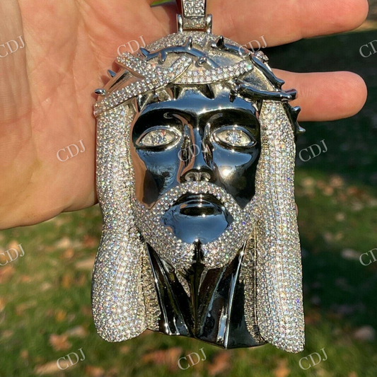 925 Sterling Silver Jesus Piece Diamond Pendant  customdiamjewel   