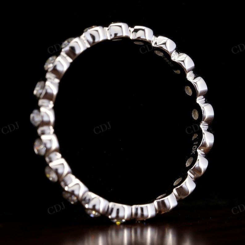 Bezel set Natural Diamond White Gold Wedding Band  customdiamjewel   