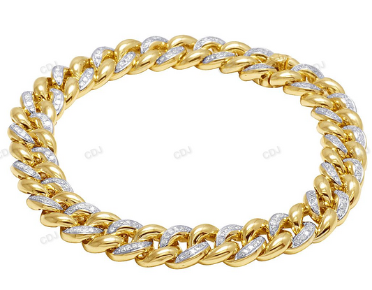 Custom Design Silver Moissanite Alternating Cuban Bracelet