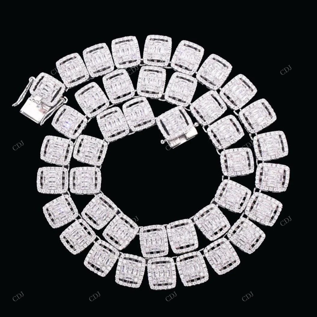 VVS Moissanite 925 Silver Sugar Cube Chain CustomDiamJewel