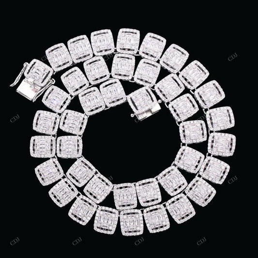 VVS Moissanite 925 Silver Sugar Cube Chain CustomDiamJewel