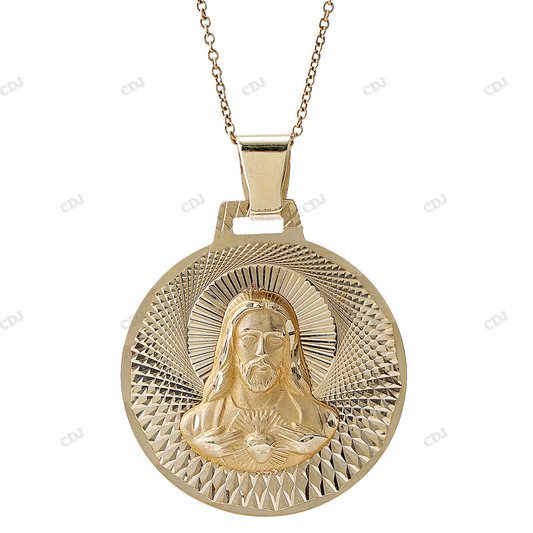 Fancy Circle Sterling Silver Jesus Pendant hip hop jewelry CustomDiamJewel