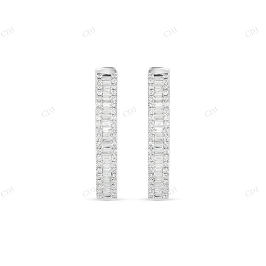 14K White Gold Baguette Diamond Hoop Earrings Stud earrings CustomDiamJewel
