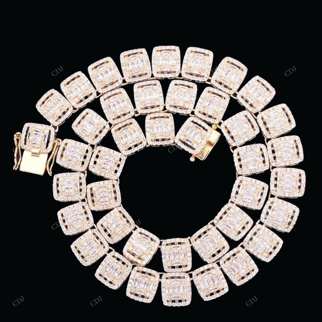 VVS Moissanite 925 Silver Sugar Cube Chain CustomDiamJewel