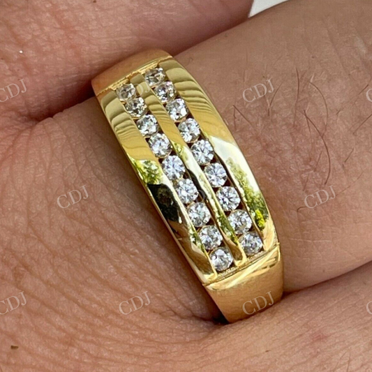 14K Yellow Gold Diamond Iced Wedding Band  customdiamjewel   