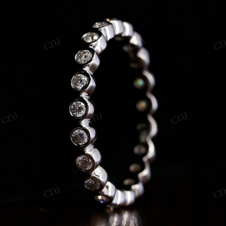 Bezel set Natural Diamond White Gold Wedding Band  customdiamjewel   