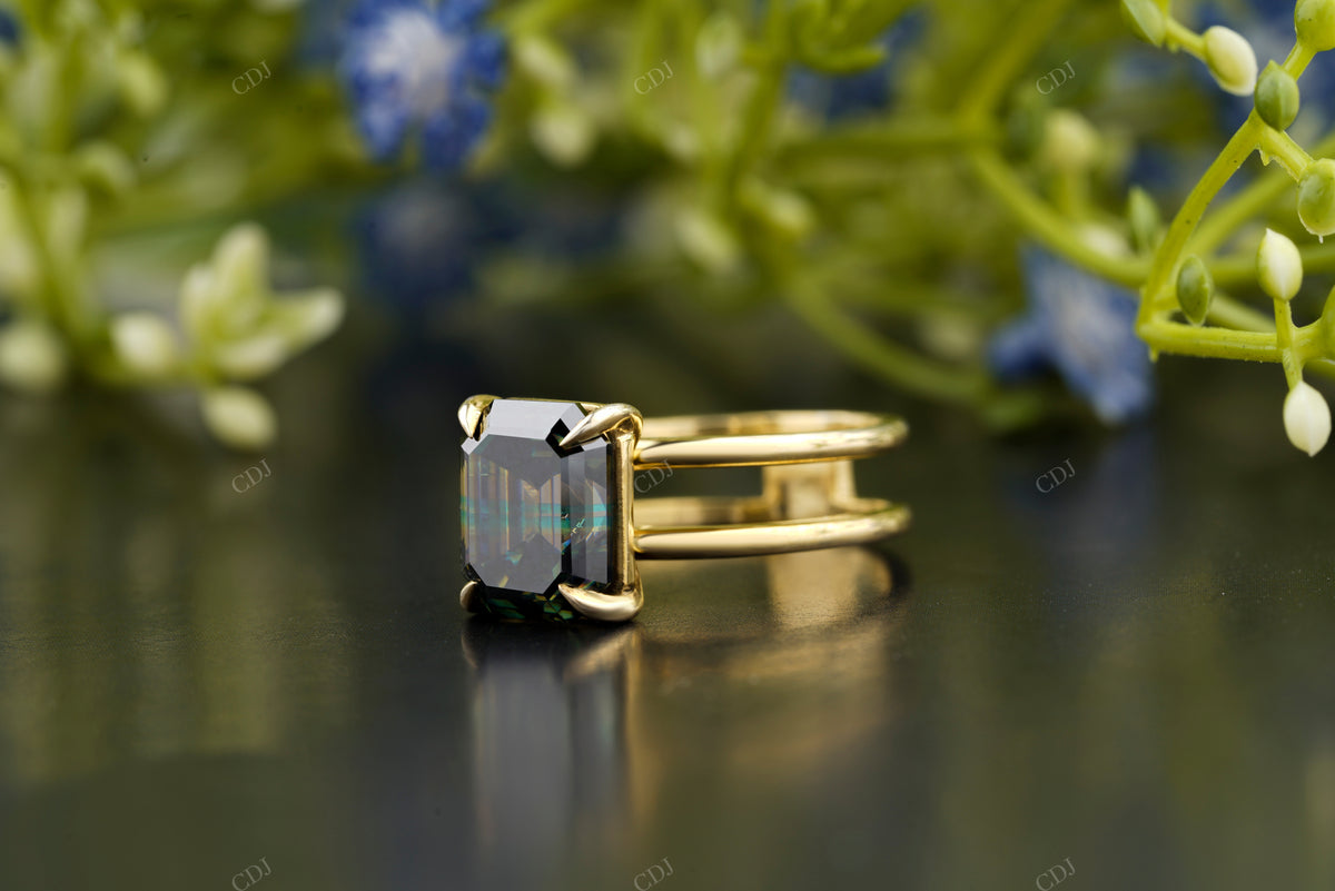 Black Emerald Cut Engagement Ring customdiamjewel