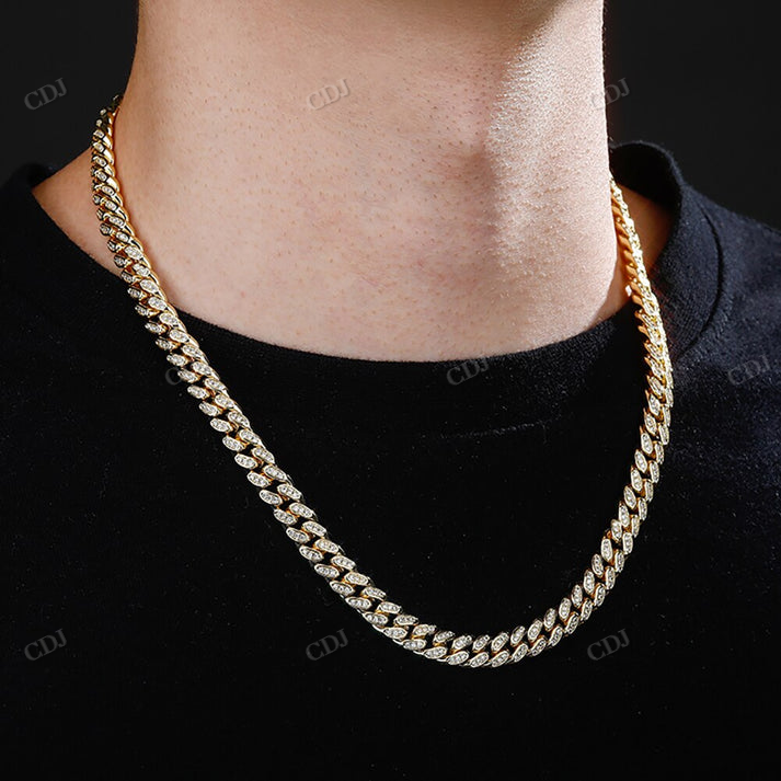8mm Miami Link Diamond 14K Gold Cuban Chain hip hop jewelry CustomDiamJewel