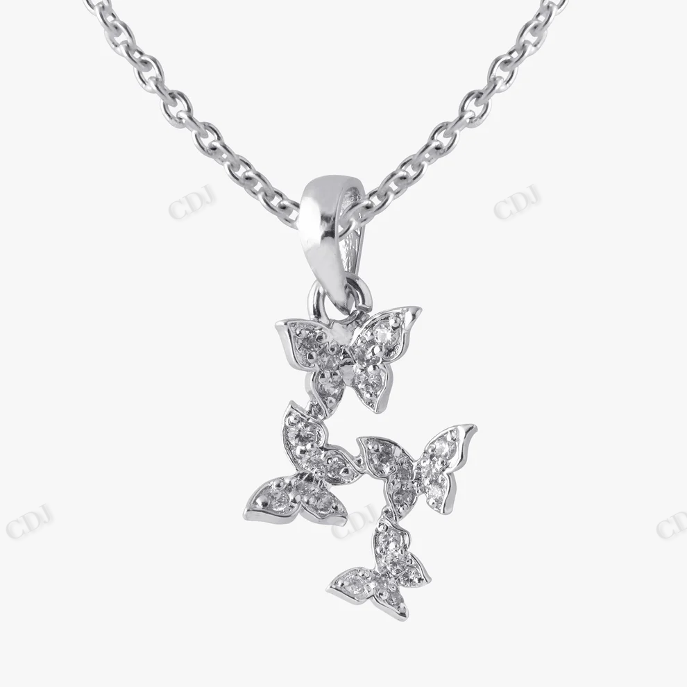 Sterling Silver Butterflies Moissanite Pendant hip hop jewelry CustomDiamJewel