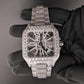 Full White Cartier Skeleton Modified Belt Iced Out Moissanite Diamond Watch hip hop jewelry CustomDiamJewel