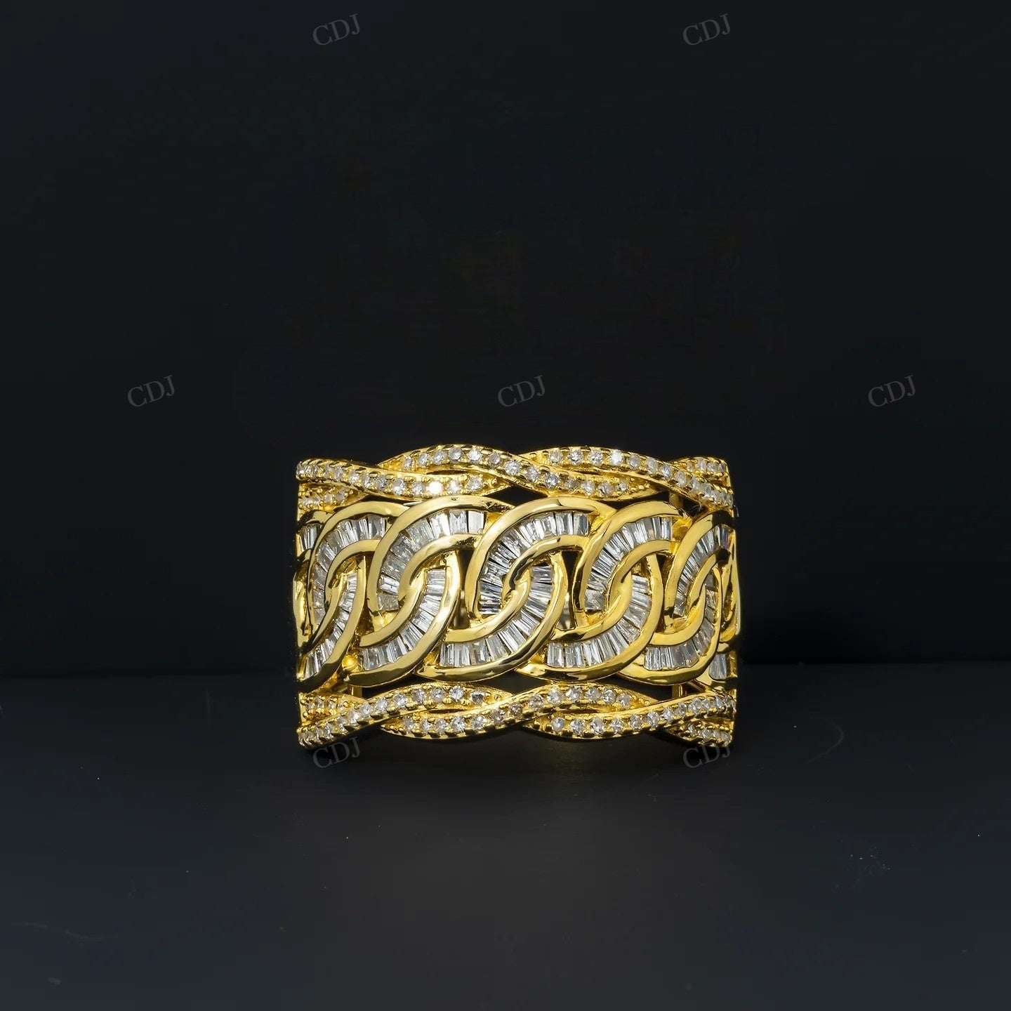 Silver Moissanite Baguette Diamond Cuban Ring Hip Hop Ring customdiamjewel
