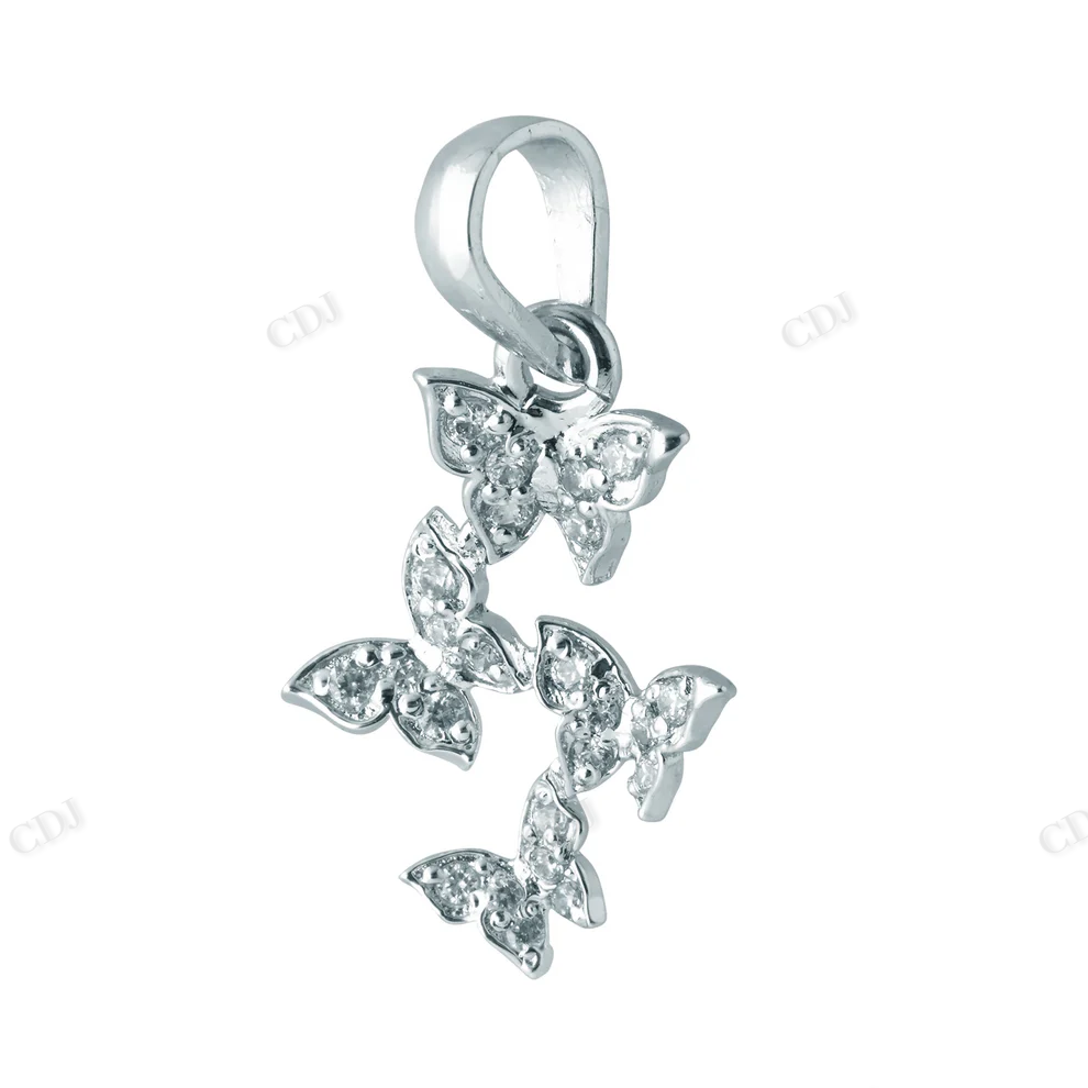 Sterling Silver Butterflies Moissanite Pendant hip hop jewelry CustomDiamJewel