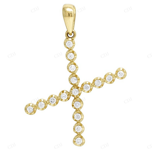 10K Gold 1 Row Natural Diamond Initial X Letter Charm Pendant CustomDiamJewel