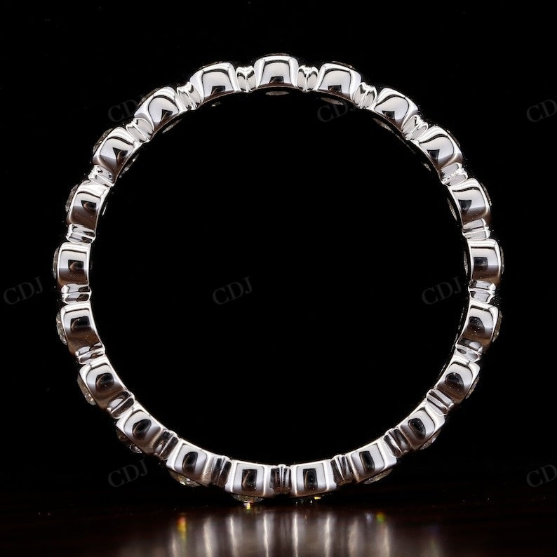 Bezel set Natural Diamond White Gold Wedding Band  customdiamjewel   