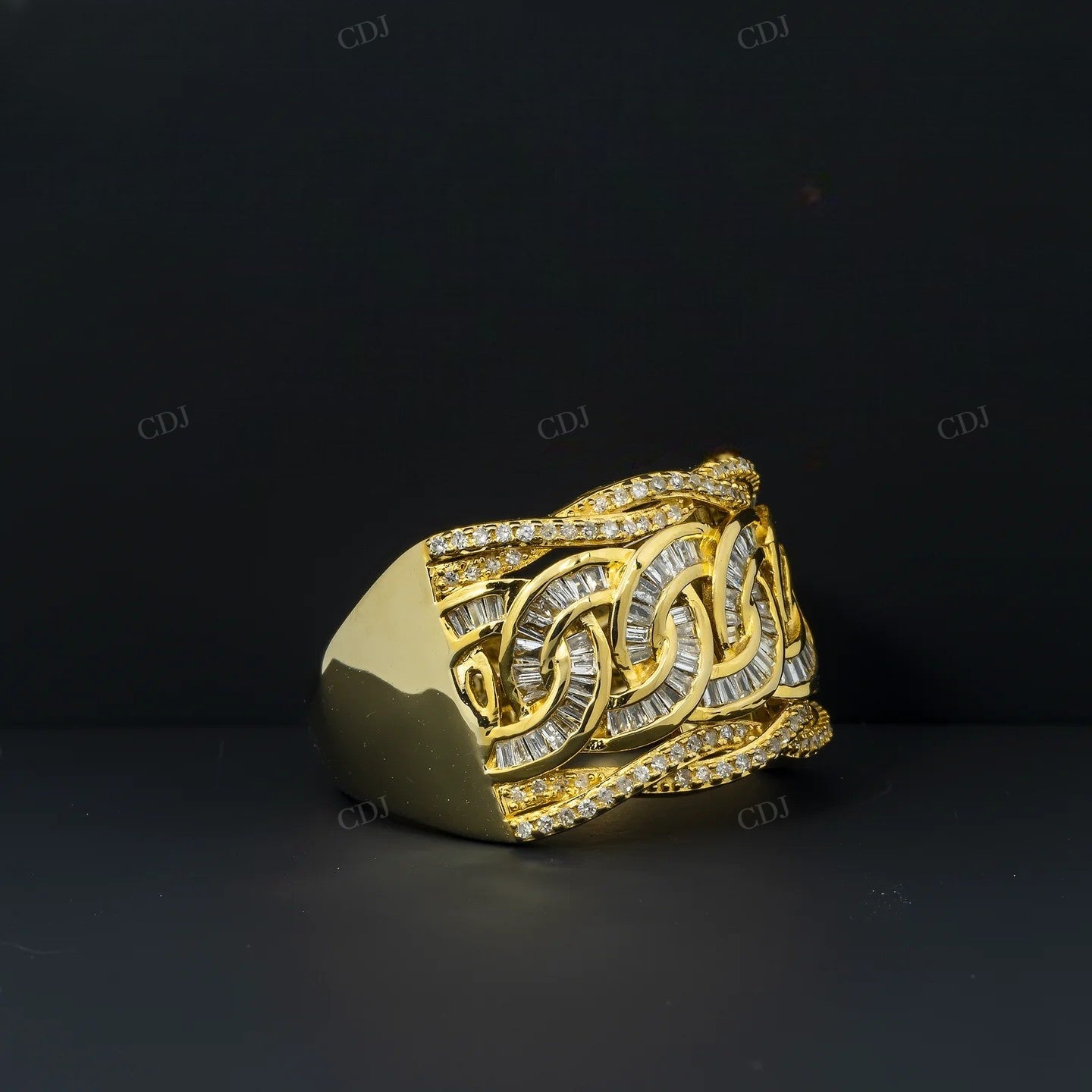 Silver Moissanite Baguette Diamond Cuban Ring Hip Hop Ring customdiamjewel