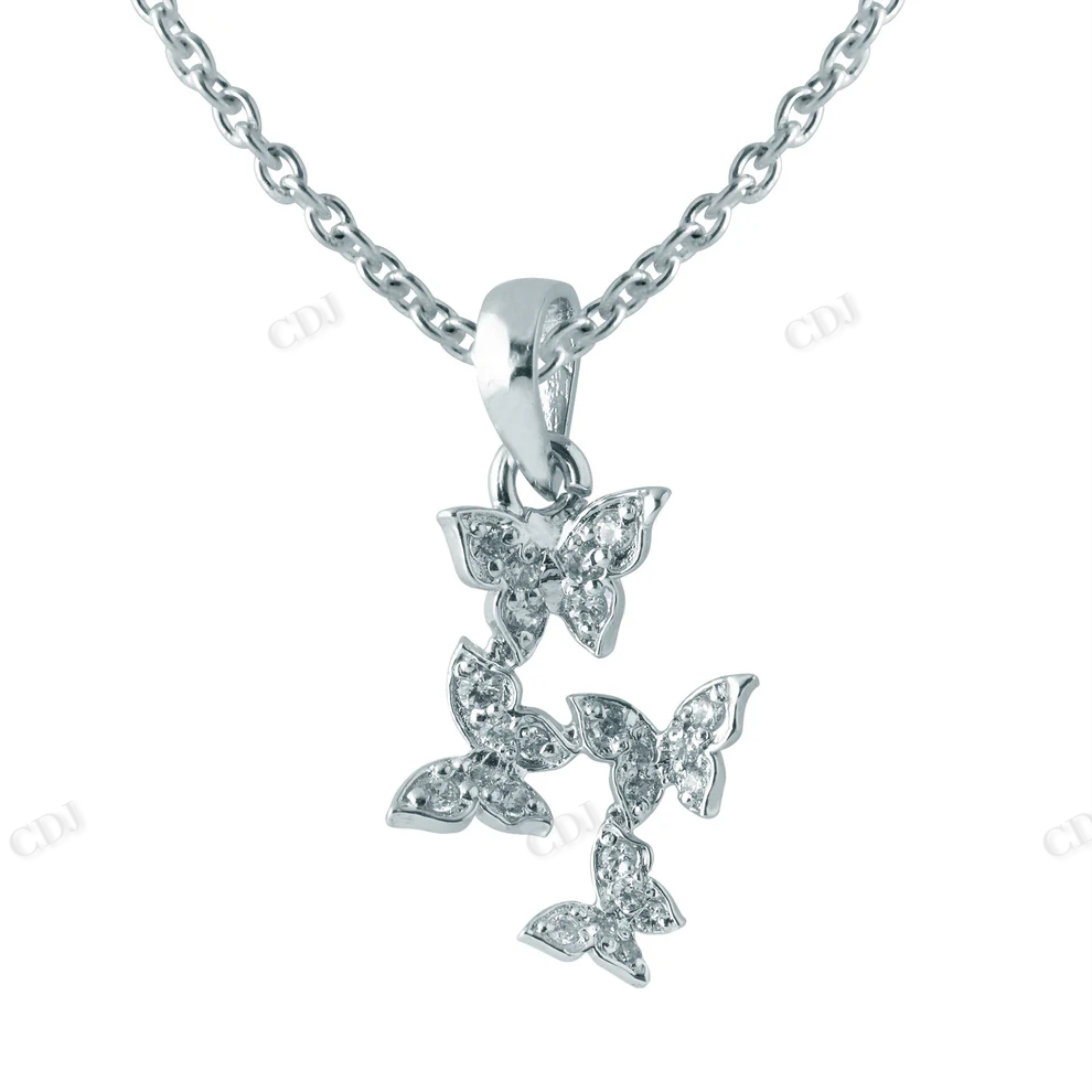 Sterling Silver Butterflies Moissanite Pendant hip hop jewelry CustomDiamJewel