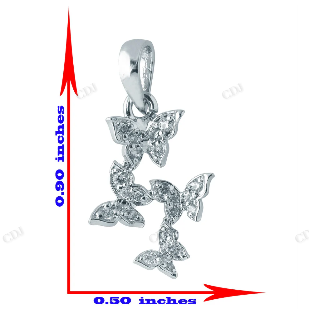 Sterling Silver Butterflies Moissanite Pendant hip hop jewelry CustomDiamJewel