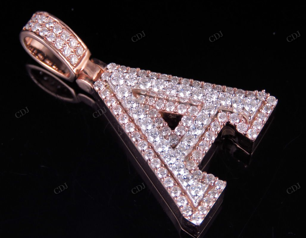 1.5" 1.55 CTW Two Tone Gold Diamond Custom Initial 'A' Letter Pendant CustomDiamJewel