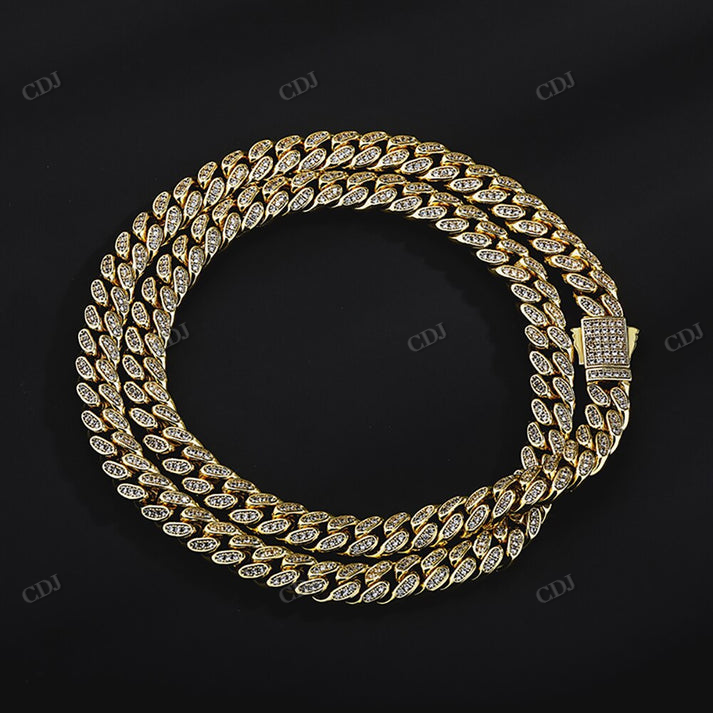 8mm Miami Link Diamond 14K Gold Cuban Chain hip hop jewelry CustomDiamJewel