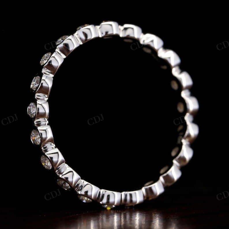 Bezel set Natural Diamond White Gold Wedding Band  customdiamjewel   