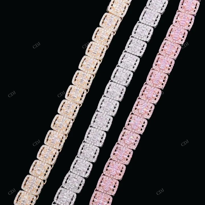 VVS Moissanite 925 Silver Sugar Cube Chain CustomDiamJewel