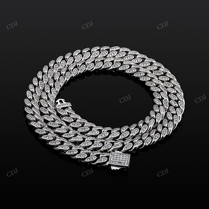 8mm Miami Link Diamond 14K Gold Cuban Chain hip hop jewelry CustomDiamJewel