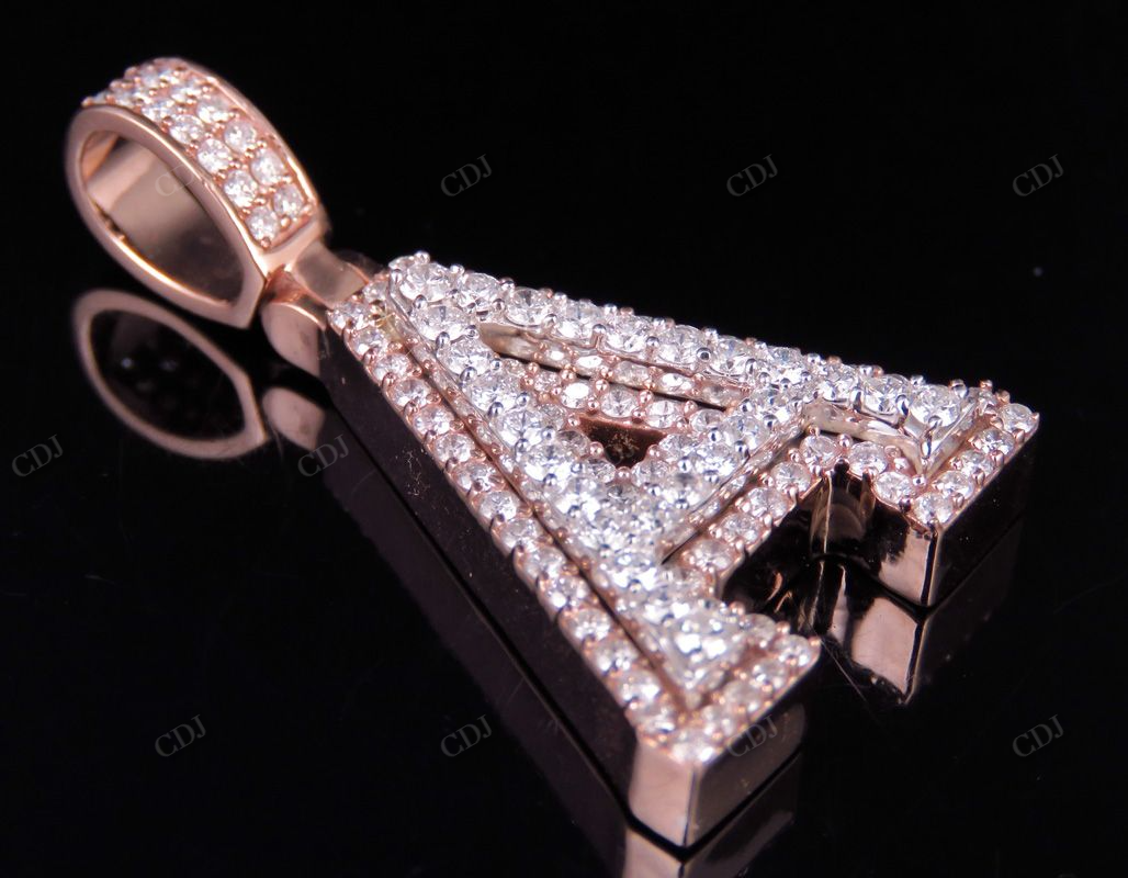 1.5" 1.55 CTW Two Tone Gold Diamond Custom Initial 'A' Letter Pendant CustomDiamJewel