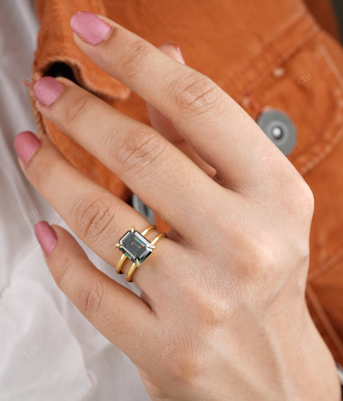 Black Emerald Cut Engagement Ring customdiamjewel