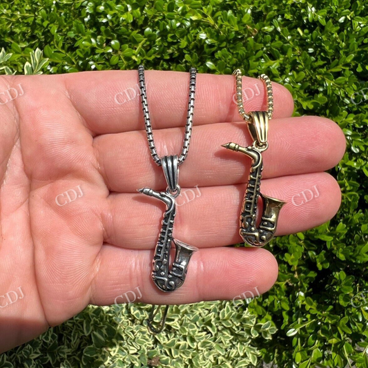Charm Jazz Saxophone Musical Custom Pendant  customdiamjewel   