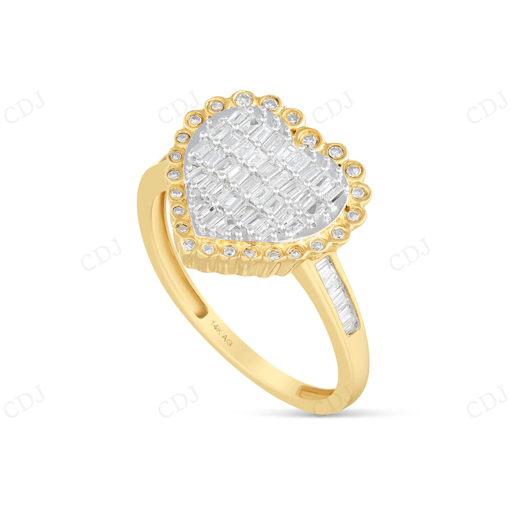 14k Gold Moissanite Baguette Diamond Heart Ring hip hop jewelry CustomDiamJewel