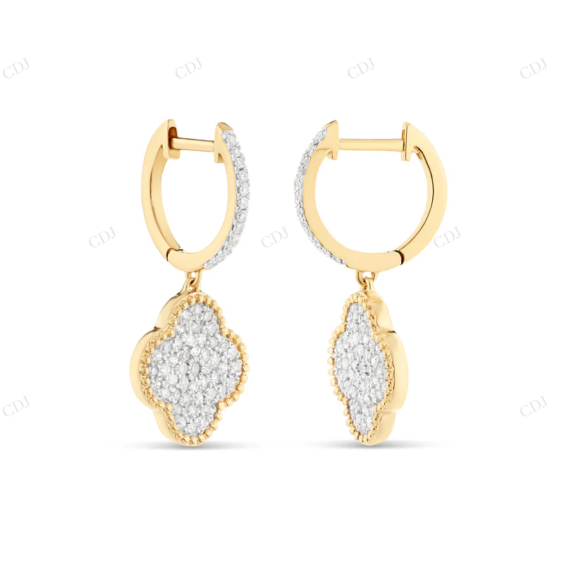 Clover Moissanite Diamond Huggie Earrings Stud earrings CustomDiamJewel