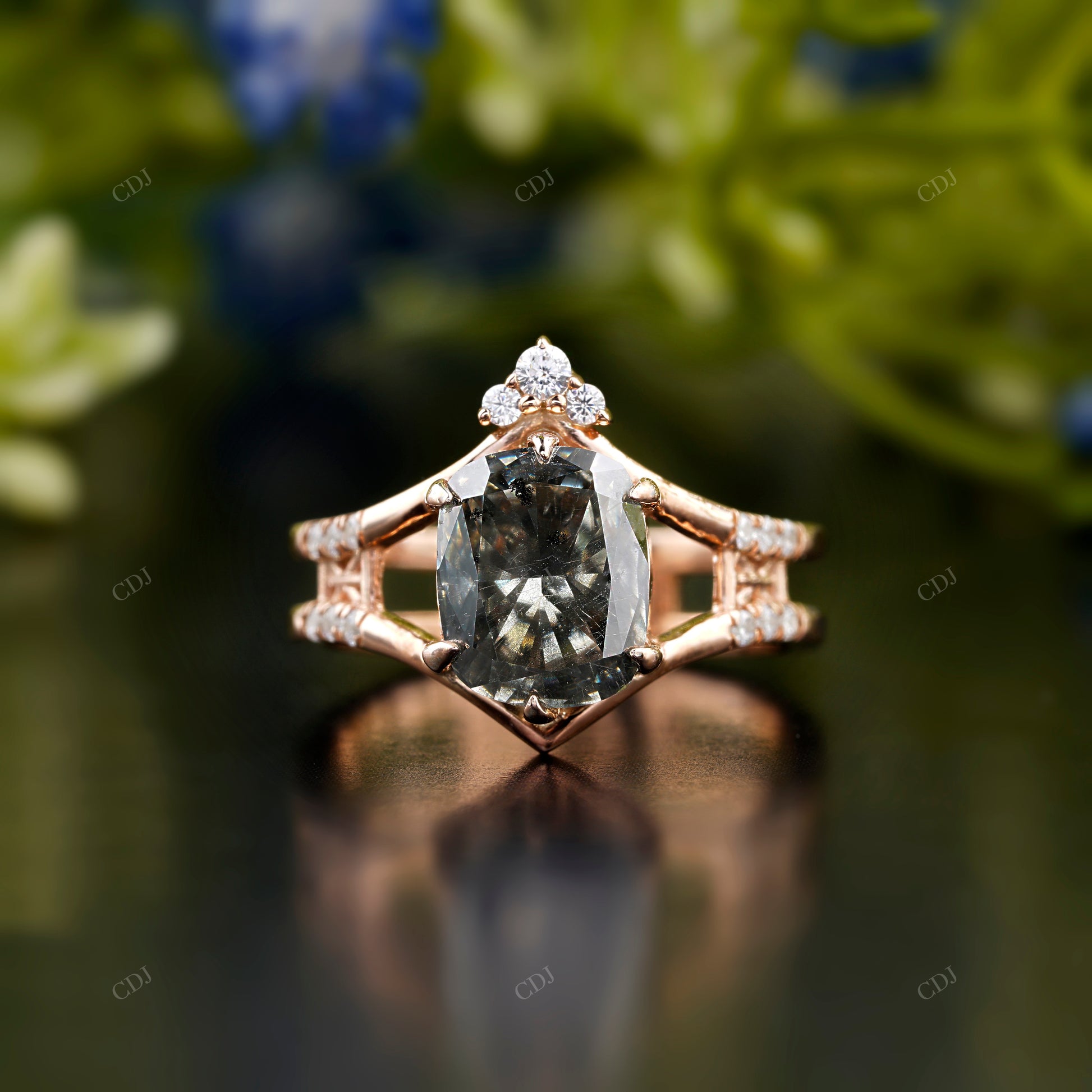 Salt and Pepper Diamond Rose Gold Ring customdiamjewel