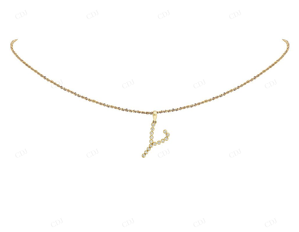 Natural Diamond 10K Gold 1" Y Letter Pendant CustomDiamJewel