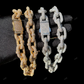 18KT White Gold Moissanite Cuban Link Chain CustomDiamJewel