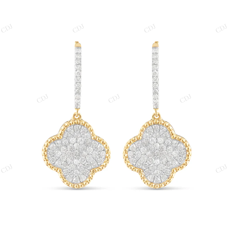 Clover Moissanite Diamond Huggie Earrings Stud earrings CustomDiamJewel
