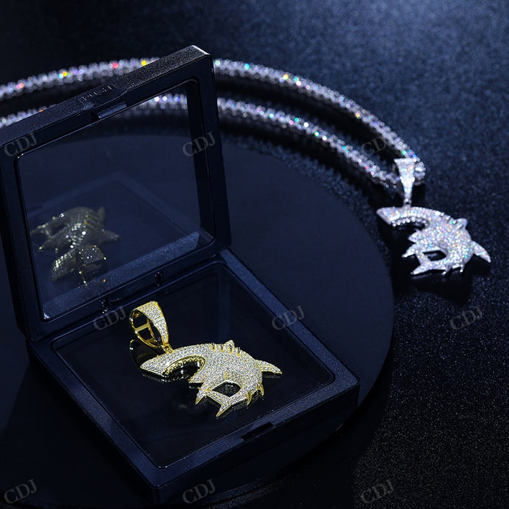 Hip Hop Iced Out Missanite Diamond Shark Pendant hip hop jewelry CustomDiamJewel