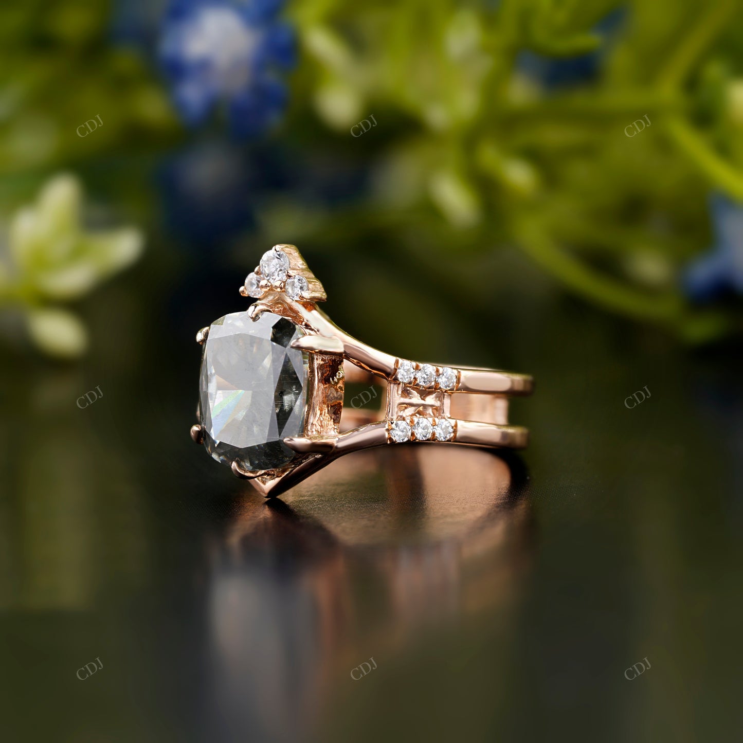 Salt and Pepper Diamond Rose Gold Ring customdiamjewel