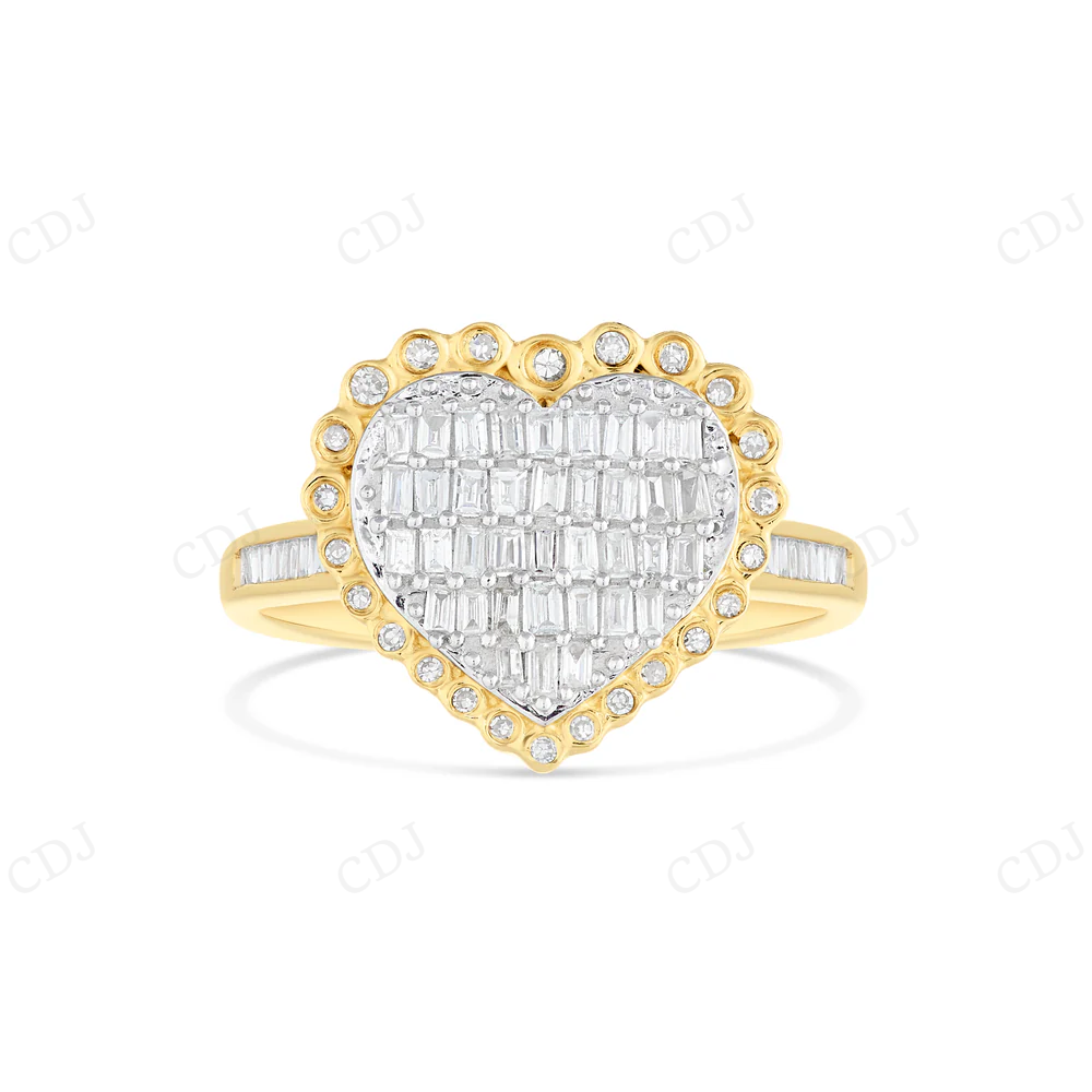 14k Gold Moissanite Baguette Diamond Heart Ring hip hop jewelry CustomDiamJewel