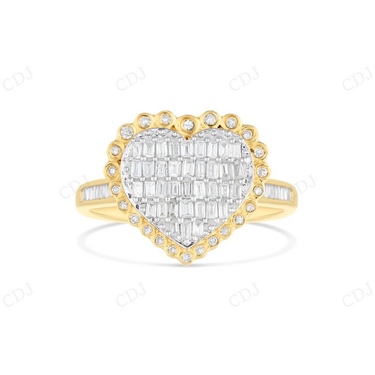 14k Gold Moissanite Baguette Diamond Heart Ring hip hop jewelry CustomDiamJewel
