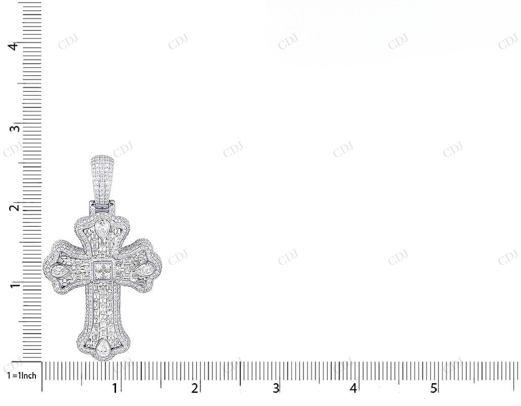 Emerald Cut Lab Grown Diamond 10K Gold Cross Pendant Hip Hop Pendent CustomDiamJewel