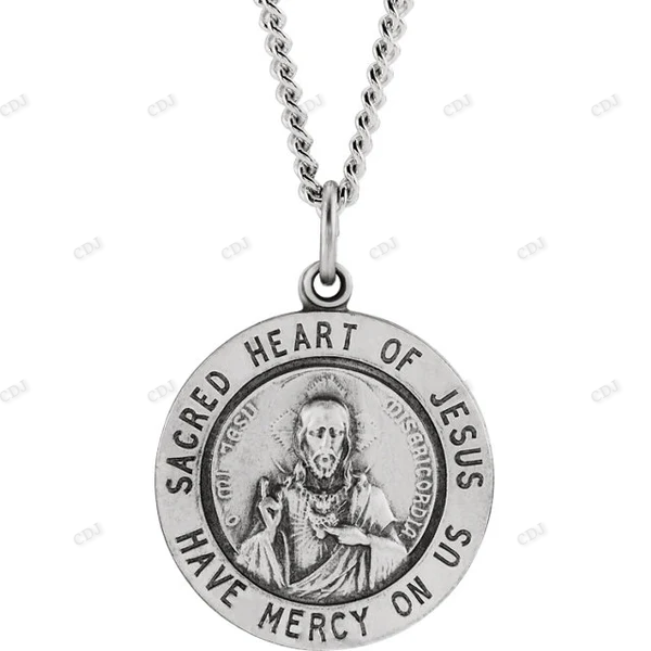 Sacred Heart of Jesus Round Medal Pendant hip hop jewelry CustomDiamJewel