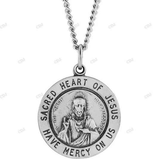 Sacred Heart of Jesus Round Medal Pendant hip hop jewelry CustomDiamJewel