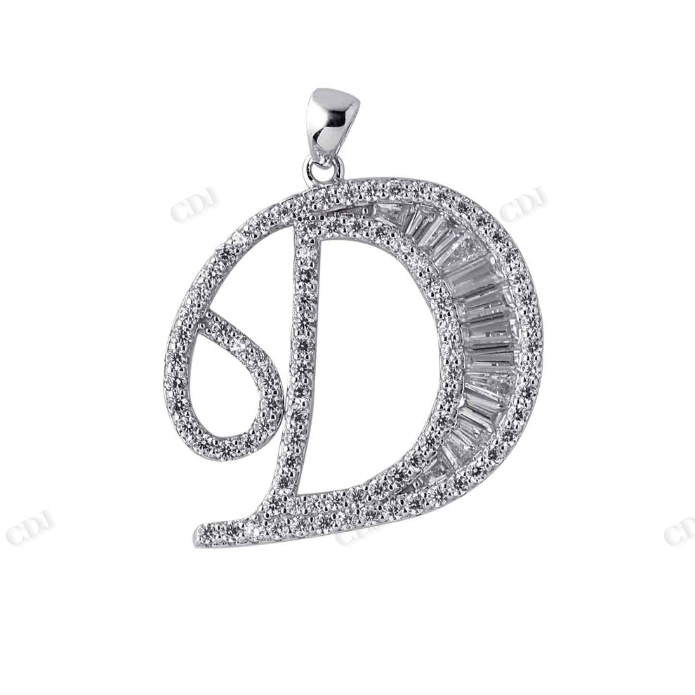 Sterling Silver D Letter Moissanite Pendant hip hop jewelry CustomDiamJewel