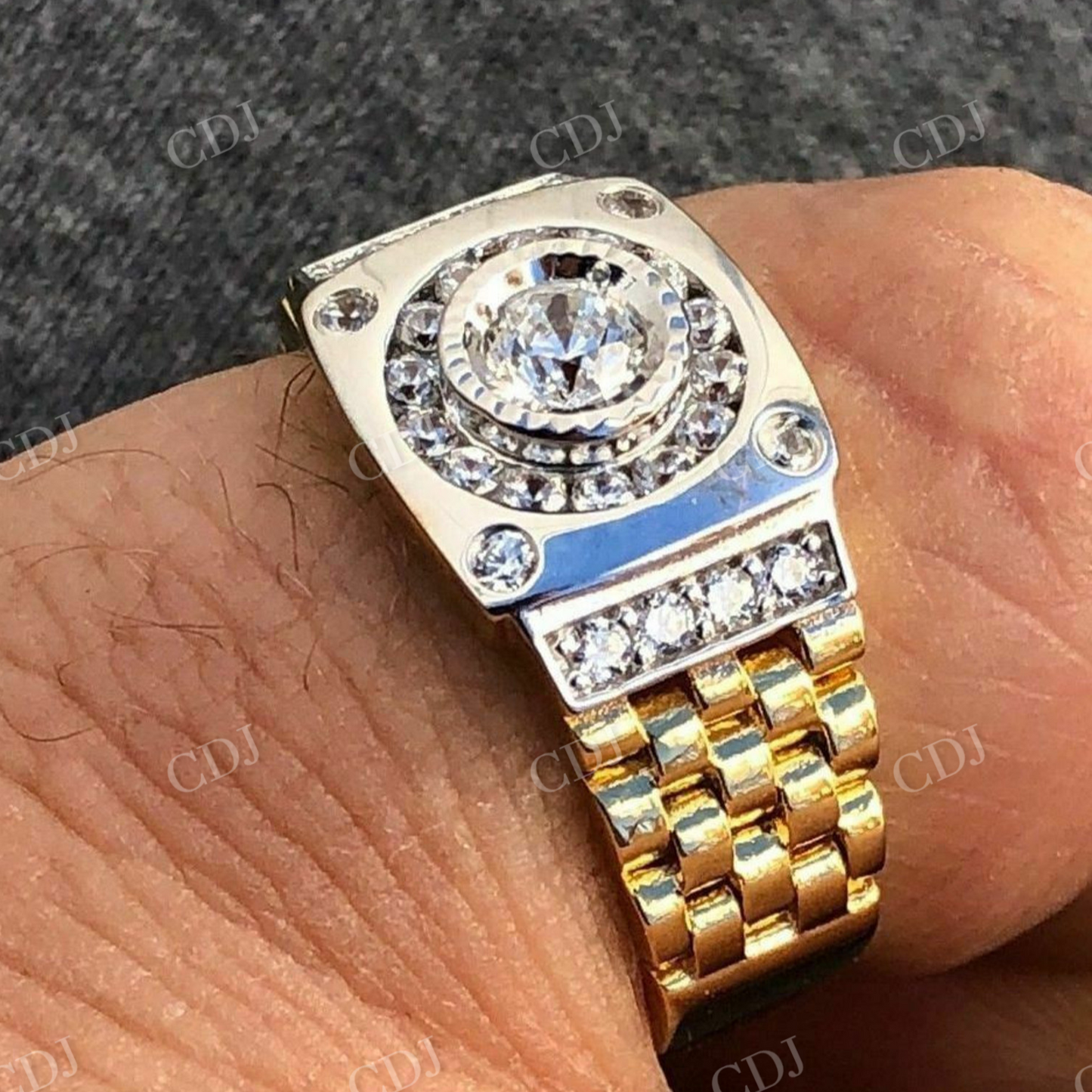 Round Cut Diamond Presidential Watch Band Ring  customdiamjewel   