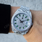 Rolex Jubilee Green Baguette Numbers Custom Moissanite Watch customdiamjewel