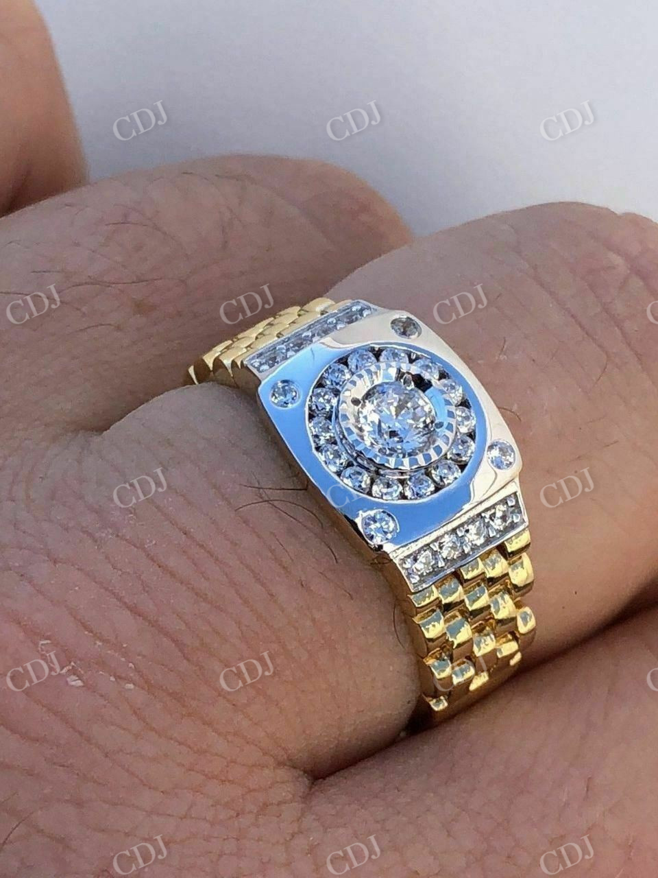 Round Cut Diamond Presidential Watch Band Ring  customdiamjewel   